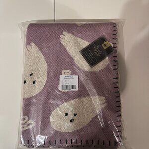Spooky Night Halloween Decorative Throw Blanket Purple White Ghosts 50 x 70 NEW‎